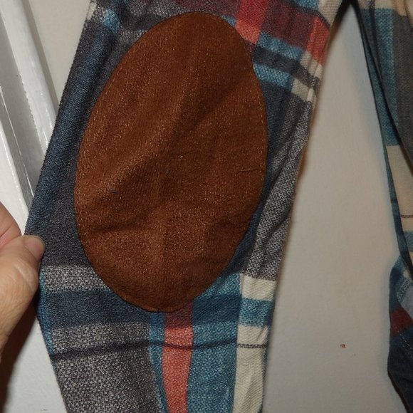 Egy Multi Colored Plaid Cardigan With Elbow Patches Sz 1XL - Picture 5 of 7